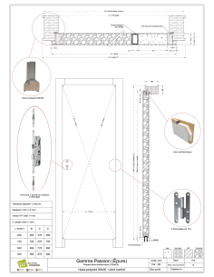 Bloc porte isolé recouvrement HB 88/56 serrure 3 pts-... 2