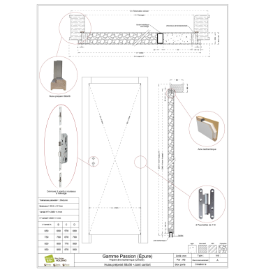 Bloc porte isolé recouvrement HB 88/56 serrure...