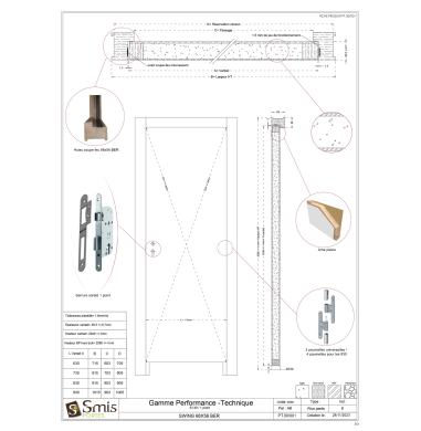 Bloc porte coupe feu EI 30 huisserie bois dur...